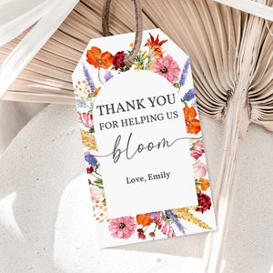Thank You For Helping Me Bloom Tag Teachers Appreciation Tag Teacher Gifts Tag Thank You Tag Flower Floral gift tag Editable Printable Tat38