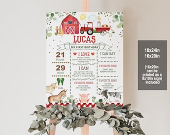 Farm Birthday Milestone Poster - Barnyard Theme, Editable Download Bir300
