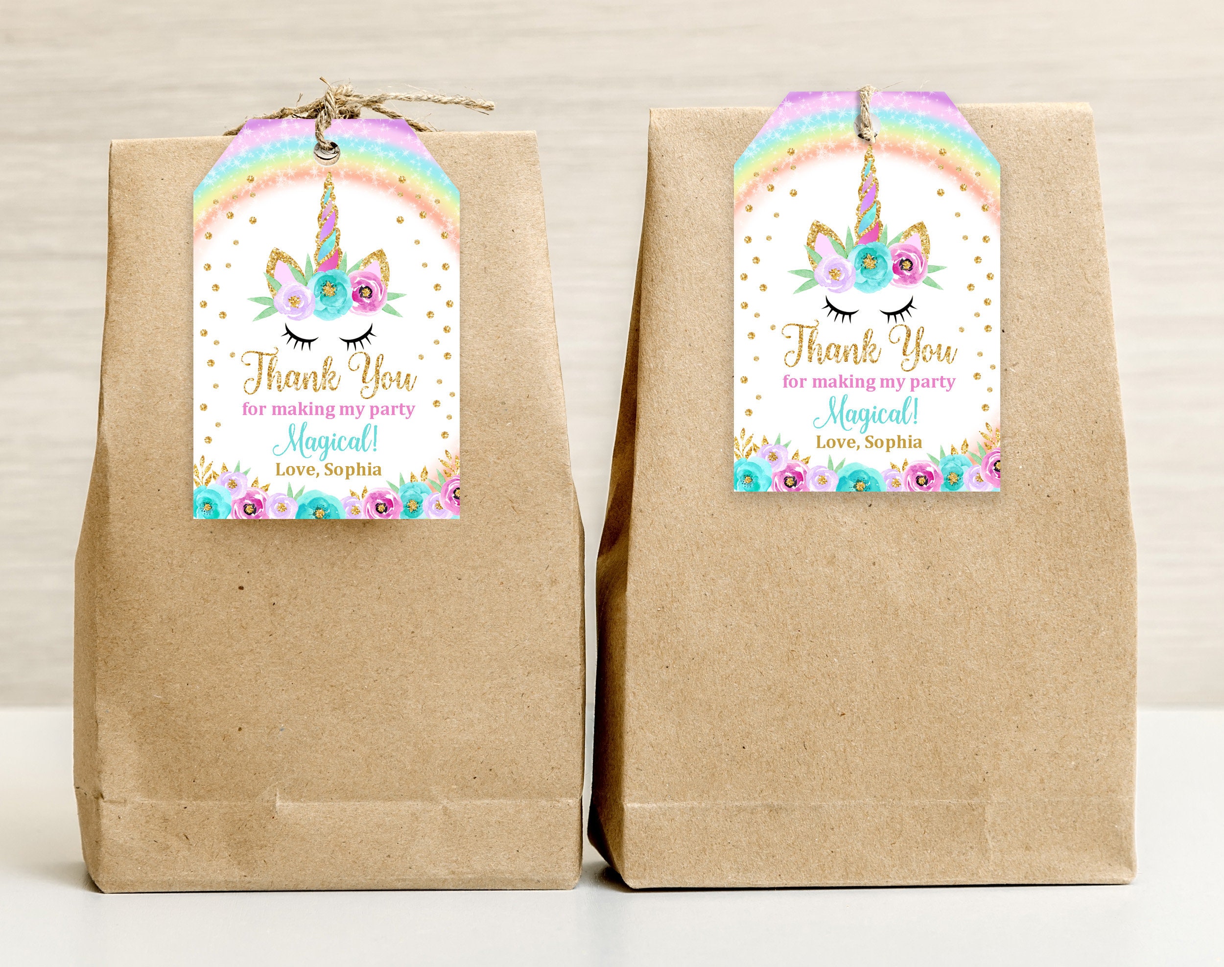 unicorn thank you tags unicorn birthday favor tagsunicorn etsy