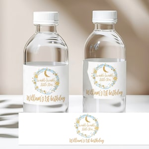 Twinkle Little Star Wasserflaschenetiketten Junge 1. Geburtstag Download EDITIERBAR Bir164