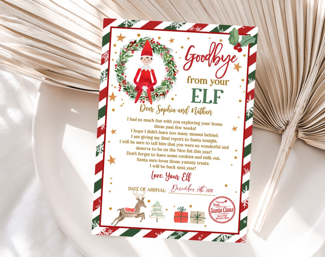 Elf Goodbye Letter Elf Farewell Christmas Eve Box Filler Santa