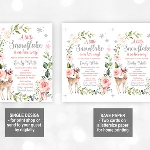 Winter wonderland baby shower invitation Set Floral Deer Invite set Download All EDITABLE Bab46 image 3