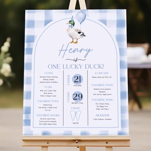 Duck Birthday Milestone Sign Editable First Birthday Milestone Board Sign One Lucky Duck Birthday Theme Template Blue Boy 1st Mallard Bir465
