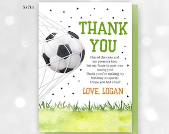 Soccer Birthday Thank You Card: Editable Digital Printable Bir245