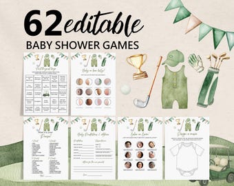 Golf Baby Shower Games Bundle (Printable, Gender Neutral, Co-Ed Bab381)