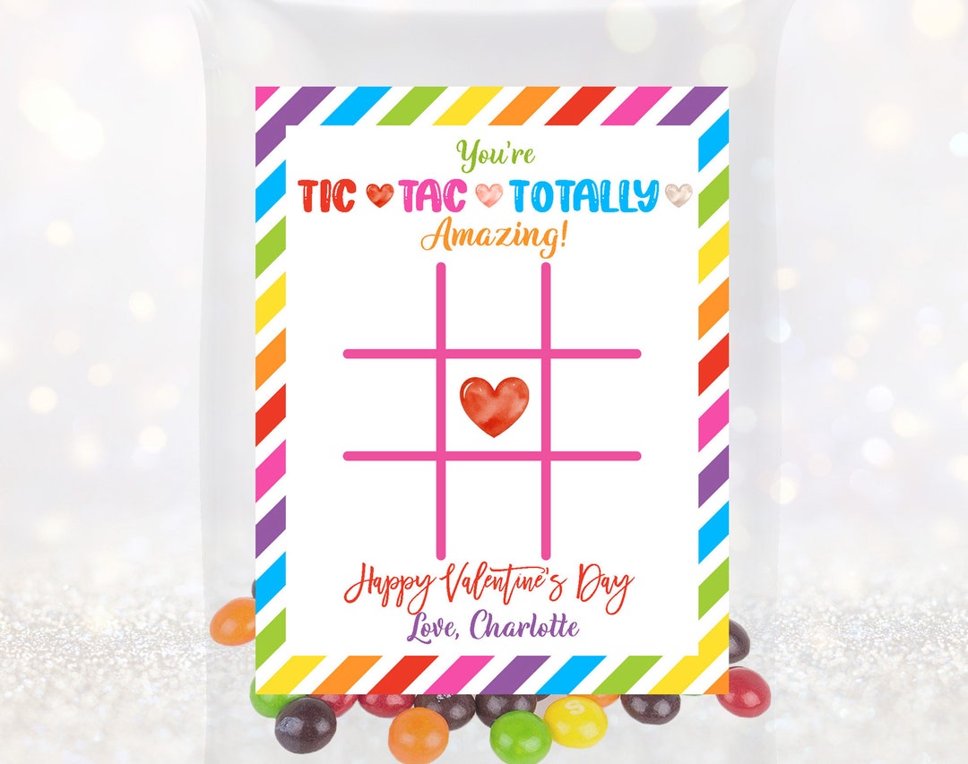 Tic Tac Toe Valentine's Day Printable Label Valentine