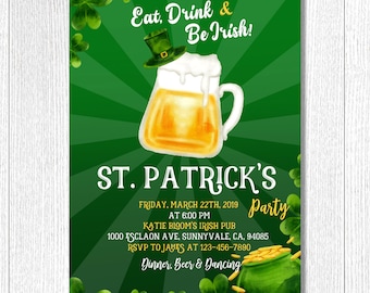 St. Patrick's Day Party Invitation: Editable Beer Celebration