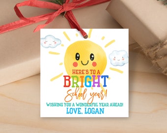 Sun Bright School Year Tag First Day of School Tag Back To School Gift Label Preschool Kindergarten School Editable Download Printable Bst10