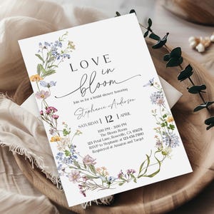 Love in Bloom Bridal Shower Invitation Editable Wildflower Bridal Shower Invite Template Printable Florals Boho Spring Shower Pink Bri42