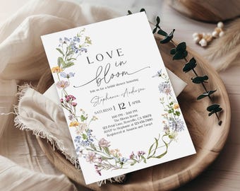 Bridal Shower Invitation: Boho Wildflower Design - Editable Template Bri42