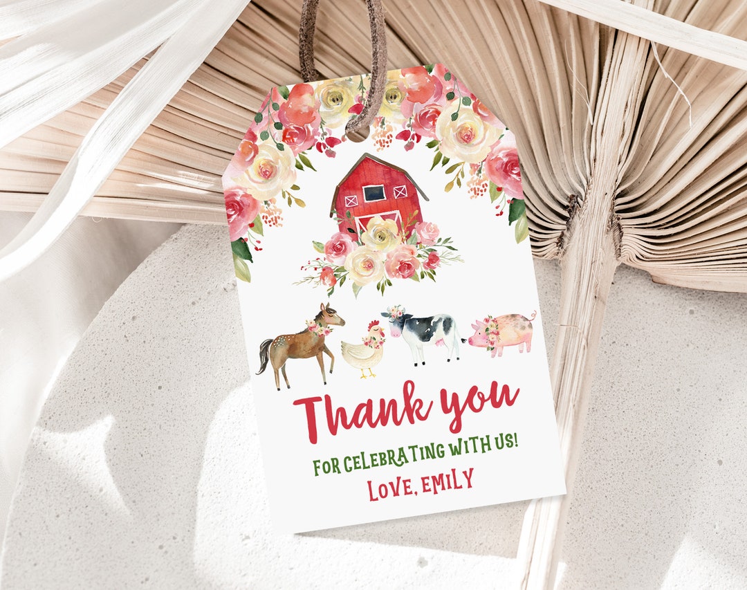 Farm Birthday Thank You Tags Farm Birthday Favor Tag Barnyard Party ...