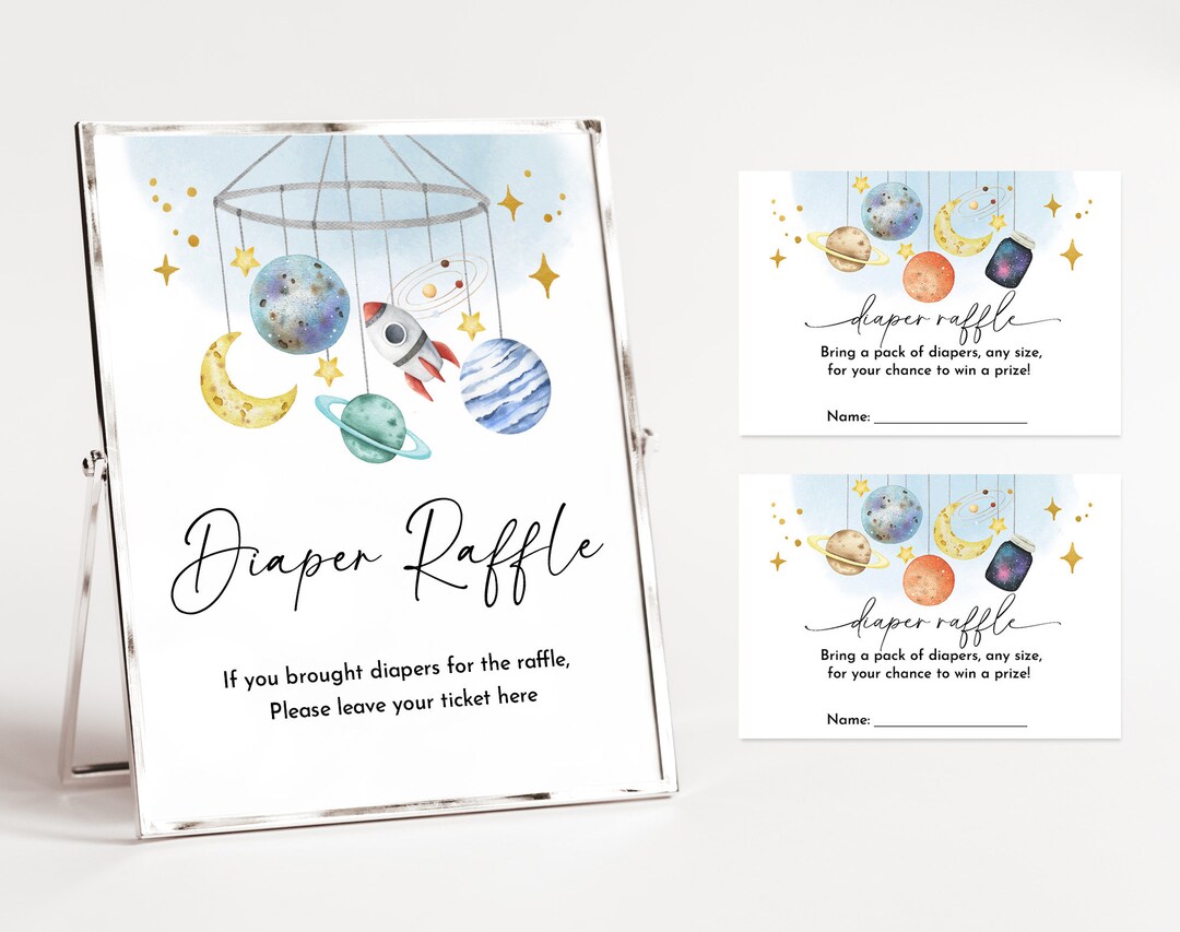 Space Theme Raffle Diaper Raffle Tickets: Space Baby Shower Game (editable, Printable ...