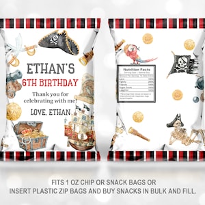 Piraten Geburtstag Chip Tasche Piraten Party Gunst Tasche Junge Schiff Abenteuer Schatz Danke Snack Tasche Digital Editable Download Printable Bir61