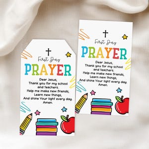 First Day of School Prayer Tag, Editable Sunday School Printable Tag, Lord bless Religious Tag Blessing card, Back To School tag Bst58
