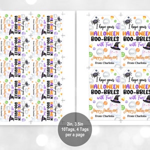 Halloween Bubbles Tag Halloween Boo-bbles Kids Halloween Favor Tag School Classroom Friend Gift Label Editable Printable Download Hat3 image 3