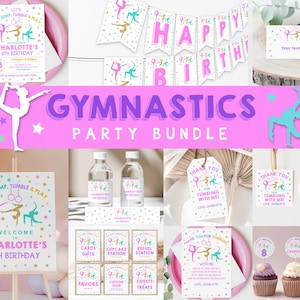 EDITABLE Gymnastics Birthday Bundle Gymnastic Party Printable Tumbling ...