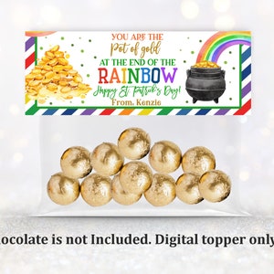 St. Patrick's Day Treat Bag Toppers Pot of gold Rainbow Label St. Patrick's Classroom treats Kids School Editable Printable Download Spl2