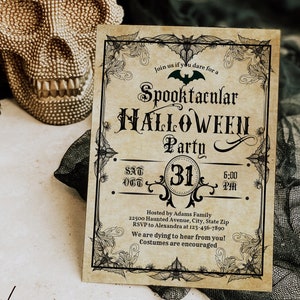 Invitations d'Halloween vintage Fête d'Halloween pour adultes Fête d'Halloween Costume d'Halloween pour adultes, invitations modifiables en téléchargement numérique imprimable HaI11