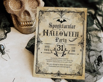 Vintage Halloween Invitations Halloween Party Invite Antique Adults Halloween Costume party Invite Editable Printable Digital Download HaI11