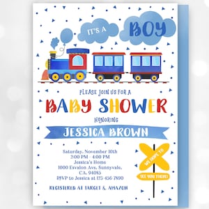 Train baby shower invitation  It&#39;s a Boy  Download  EDITABLE  Bab71