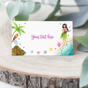 Hawaiian party food tent card Luau Food Labels Topical Place Cards Aloha Pool party Buffet Food Tent Editable Printable Download Bir363