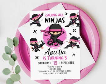 Ninja Girl Birthday Invitation Martial Arts Invite Ninja Party Printable Warrior Birthday Invite Digital Editable Template Download Bir365