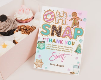 Christmas Cookie Birthday Thank you card Oh Snap Cookie Exchange party Thank you note Holiday Cookie Editable Printable Download Chbir3