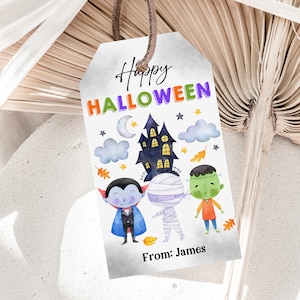 Halloween Favor Tags Halloween Gift Tags Costume Party Trick Or Treat Favor Tags School Classroom label Editable Download Printable Hat16