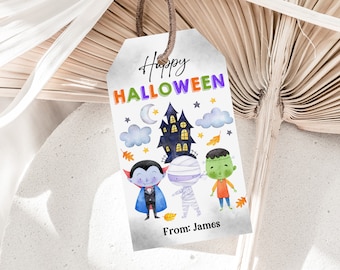 Halloween Gift Tags: Editable Printable Favor Labels - Instant Download Hat16