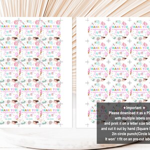 Étiquettes de remerciement pour une fête gourmande : Autocollants modifiables pour cupcakes, beignets et glaces Bir340 image 3