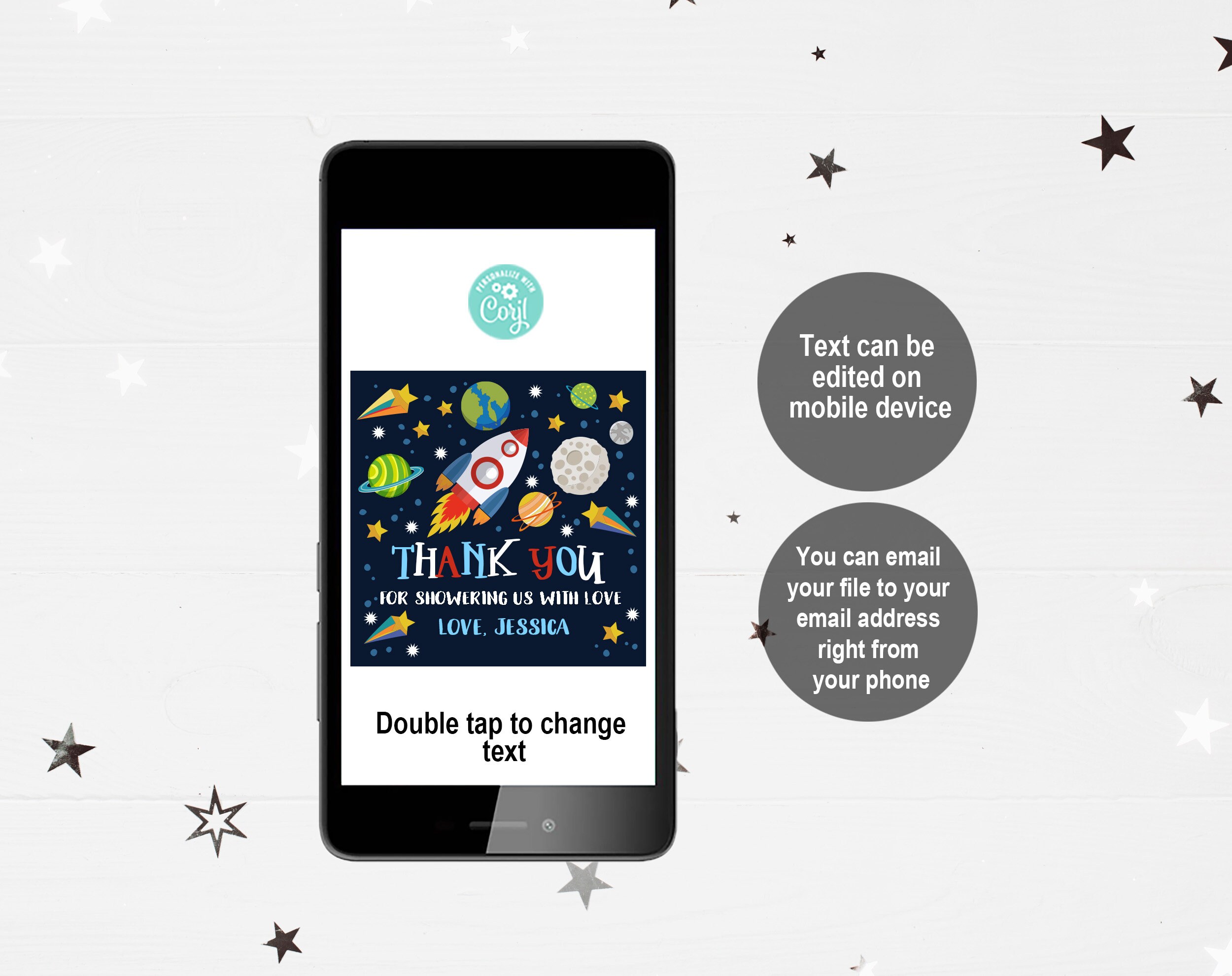 Outer Space Baby Shower Favor Tag Sticker Rocket Ship Etsy