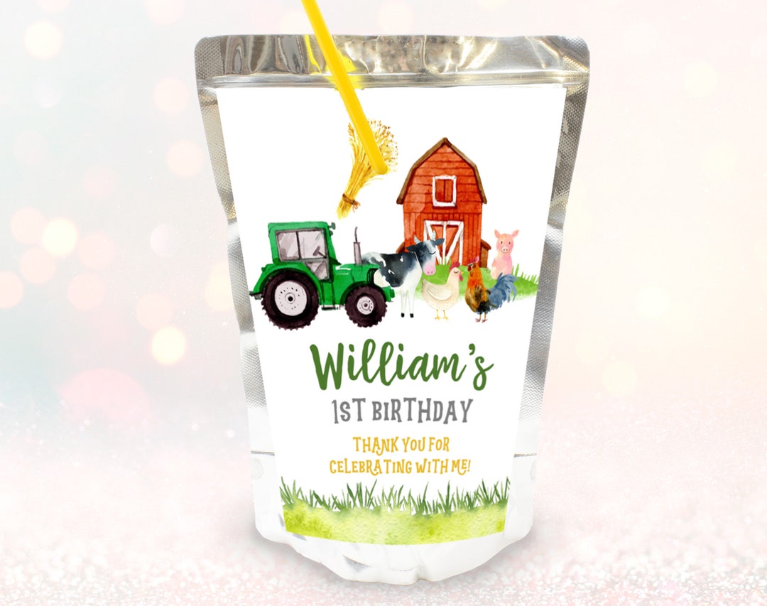 Tractor Juice Pouch Label Farm Juice Label EDITABLE Download Etsy