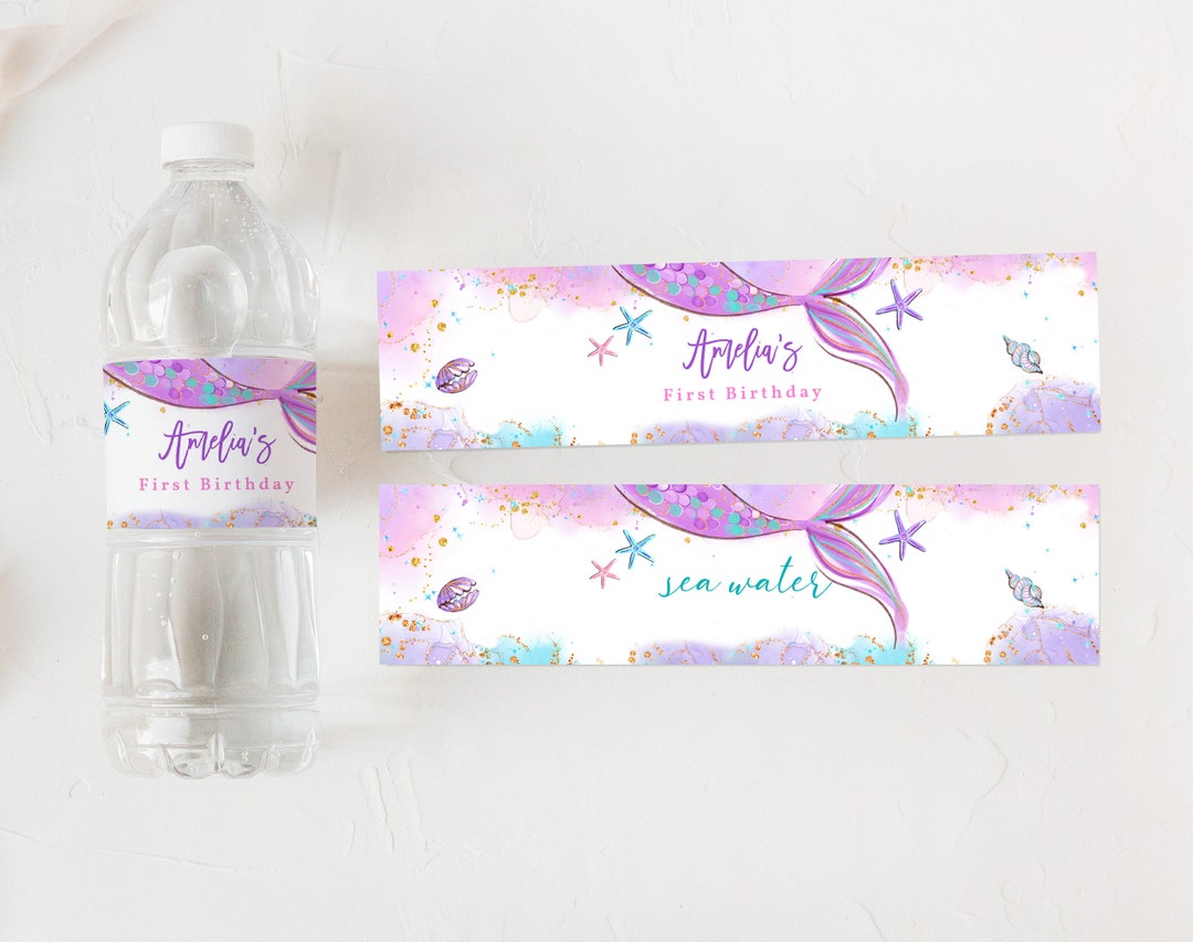 Editable Mermaid Birthday Water Bottle Labels Mermaid Juice Bottle ...