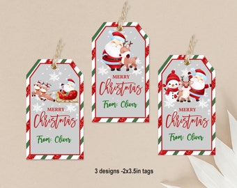 Santa Gift Tags Christmas Gift Tags Reindeer Gift Label Gifts for Kids Classroom gift tag School Digital Editable Printable Download Cht20