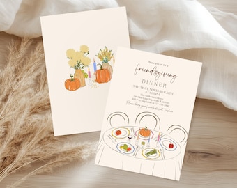 Editable Friendsgiving Invitation - Hand Drawn Thanksgiving Invite