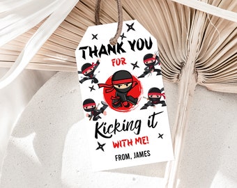 Ninja Birthday Favor Tags: Editable Printable Karate Party Bir333