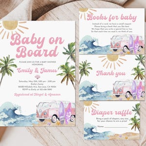 Surf Beach Baby Shower Invitation Suite (Digital Download)