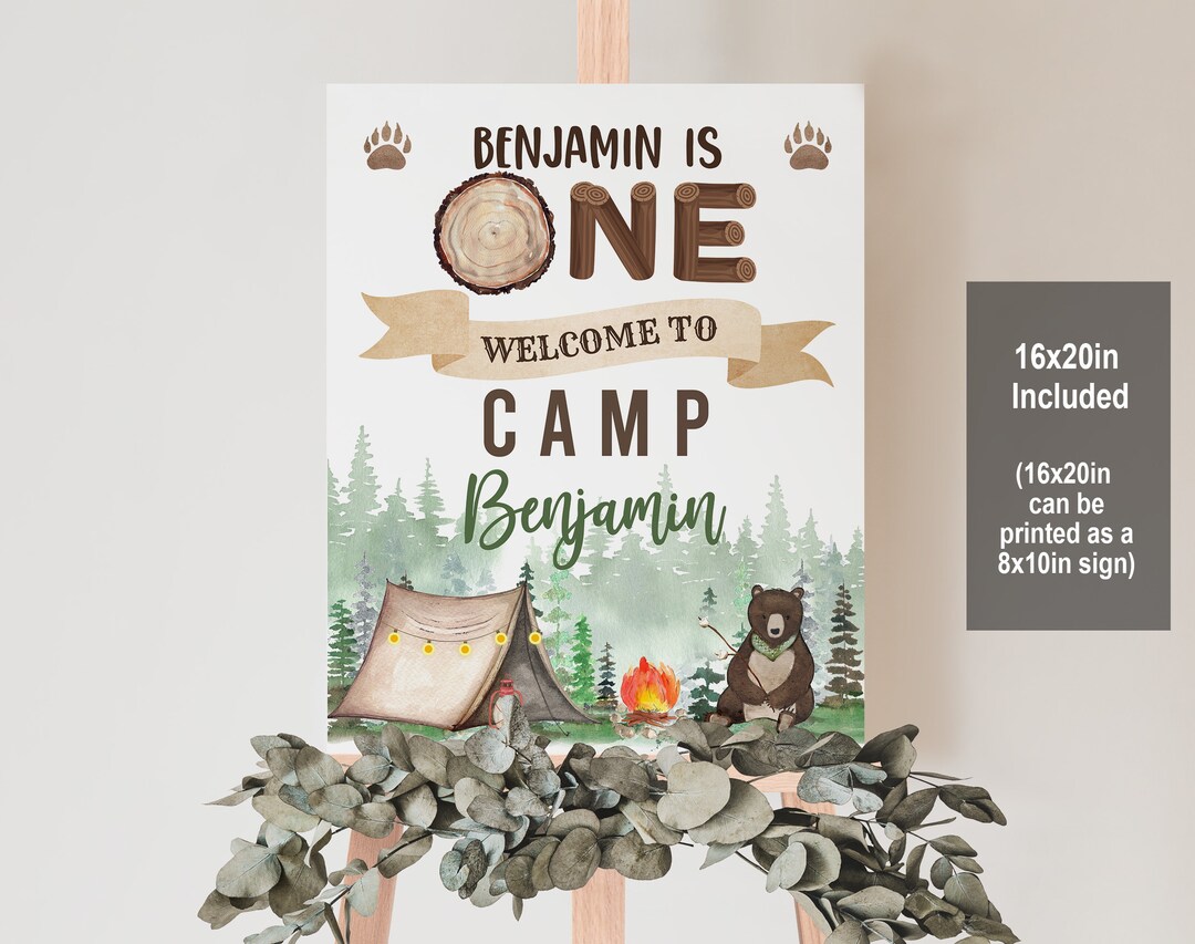 Happy Camper Birthday Hat - Woodland Theme First Birthday Crown For Boys