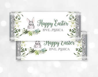 Bunny chocolate wrapper  Easter favor  EDITABLE, Download  Ea1