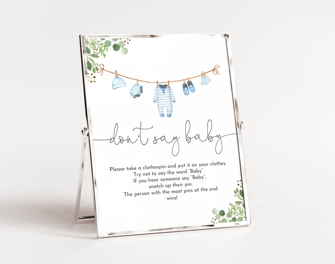 Boy Baby Clothes Baby Shower Game Don't Say Baby Game Sign Laundry Baby