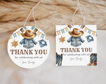 64 Adesivi Ringraziamento A Tema Cowboy Per Feste Western - Decorazioni Per Baby Shower E Rodeo - 2