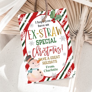 Etiquetas navideñas de paja Etiquetas de regalo navideñas especiales de paja Etiquetas de recuerdo para la escuela del aula para niños Etiquetas editables para imprimir Descargar Cht36