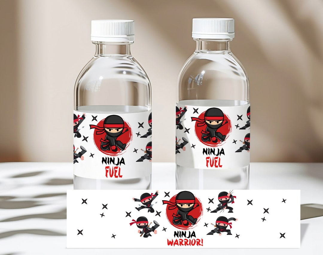 Ninja Water Bottle Labels Martial Arts Water Bottle Wrappers Ninja Birthday Party Karate Party ...