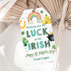Étiquette-cadeau de la Saint-Patrick vous souhaitant la chance de l'étiquette irlandaise Modifiable Joyeuse Saint-Patrick Enseignants Merci Spt14