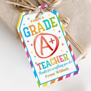 Étiquettes de remerciement pour enseignant Étiquettes pour cadeau enseignant Étiquette de remerciement enseignant de catégorie A garderie faveur cadeau étiquette étiquette numérique imprimable Tat49