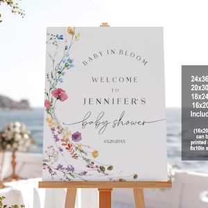 Wildflower Baby Shower Welcome sign Template Wildflower Shower Welcome Poster Printable Floral Baby Shower Sign Spring Editable Boho Bab301