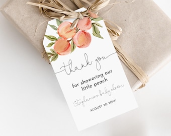 Peach Baby Shower Favor Tags: Editable Thank You Cards, 2x3.5in