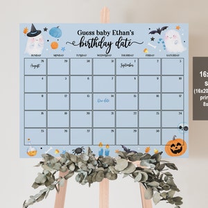Editable Little Boo Baby Shower Due Date Calendar Game Halloween Ghost Baby Shower A Little Boo Is Almost Due Decor Printable Download Haba5