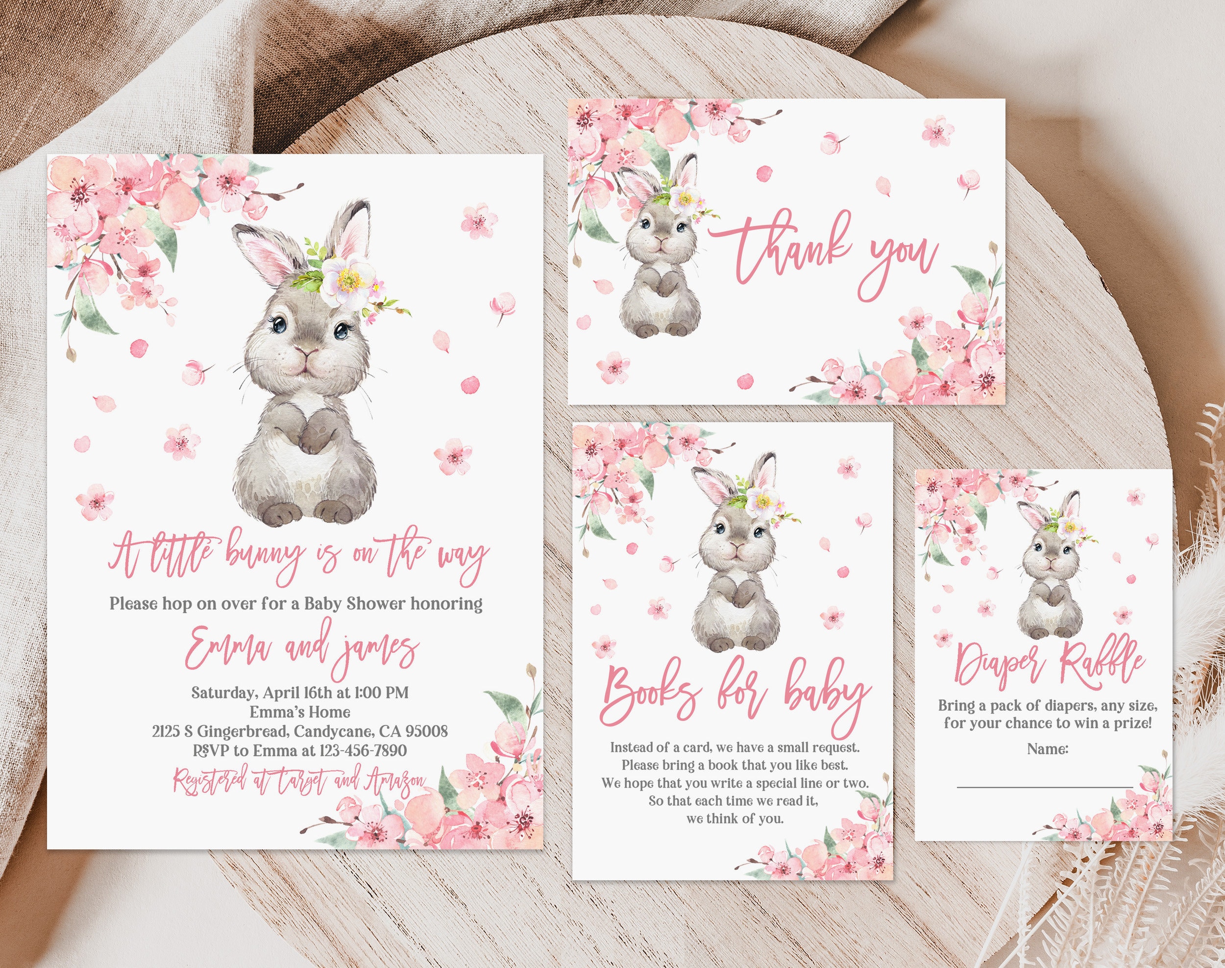 Bunny Baby Shower Invitation Set A Little Bunny Invite Bundle Etsy