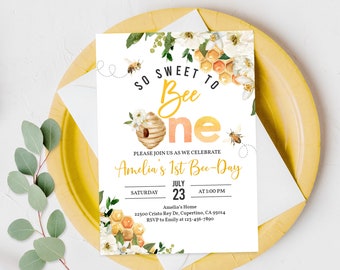 Bee Birthday Invitation - Editable Honeycomb Party Invite Bir323